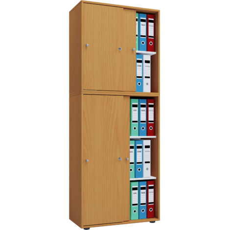 Armoire de bureau portes coulissantes Lona 5 compartiments 70x184x37 - VCM (1/2)