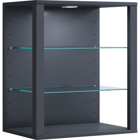 Ebuy24 – Vitrine murale Glasol H. 60 cm – L. 52 cm – P. 35 cm – Verre et structure anthracite – Étagères en verre ajustables