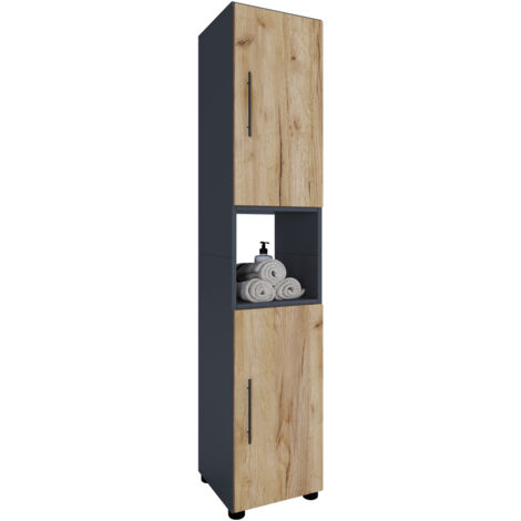 Ebuy24 – Armoire murale de salle de bain 153x31x30 cm – 2 portes tournantes – Compartiment ouvert – Design intemporel VCM (1/2)