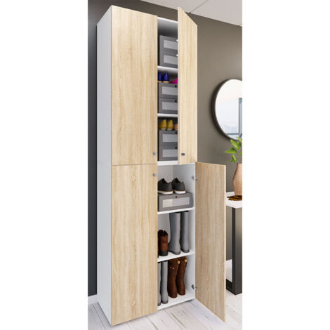 XL Wood Grande armoire à chaussures Lona 6 220x70x40 - VCM (1/3)