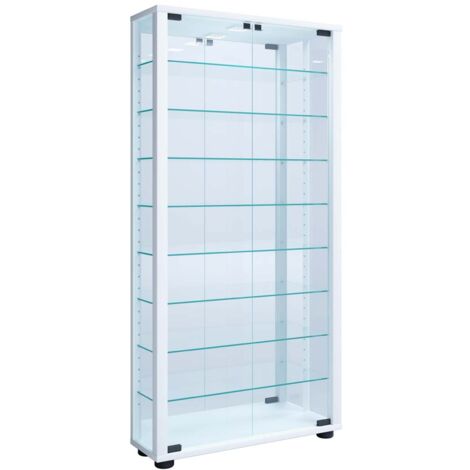 Ebuy24 – Vitrine en verre Lumo Maxi Mirror 115x59x18 – Verre de sécurité ESG – Huit étagères variables – Éclairage LED disponible (1/4)