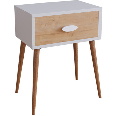 Table de nuit Slepal H. 60 x L. 45 x P. 30 cm Blanc/Hong Eiche (1/4)