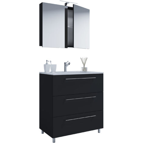 Meuble bogue, lavage Badinos H. 145 x L. 60 x 46 cm Noir (1/2)