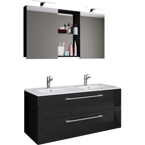 Meuble bogue, lavage Budasi H. 127 x L. 112 x P. 46 cm Noir (1/4)