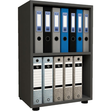 Estante de madera VCM de pie  Gabinete de archivo de ahorro de espacio  Dimensiones aprox. AL. 74 x AN. 49 x T. 32 cm  Estante elegante  Estante de oficina – Ulas 2f (Antracita)