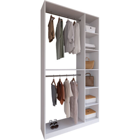 VCM Armario de madera  gabinete abierto entrada Tendedero Dimensiones aprox. 110 x AL. 211 x P. 35 cm - Palosa XL (Blanco)