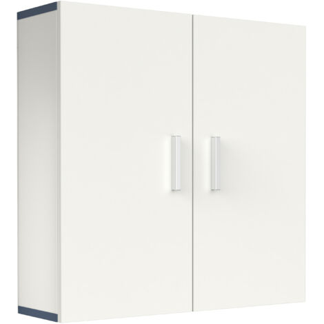 Gabinete de pared de madera VCM  Gabinete de baño  Dimensiones: AL. 60 x AN. 60 x P. 18 cm  2 Puertas  2 compartimentos – Landos (Blanco / Negro)