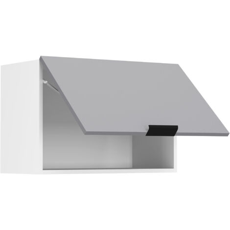 VCM gabinete de cocina colgante Dimensiones aprox. AL. 40 x AN. 60 x T. 31 cm Gabinete colgante con puerta plegable Campana de ventilación Muebles de cocina – Fasola (Blanco / Antracita)