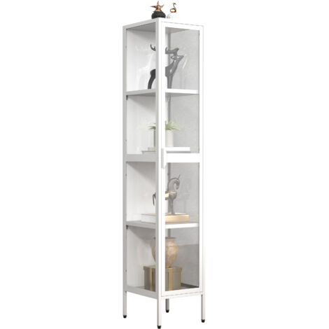 Vitrina de vidrio VCM de pie Vitrina de vidrio con vidrio de seguridad ESG Dimensiones aprox. AL. 160 x AN. 30 x P. 35 cm Soporte vitrina vidrio Moderno y ahorro de espacio Vitrina vidrio – Floka
