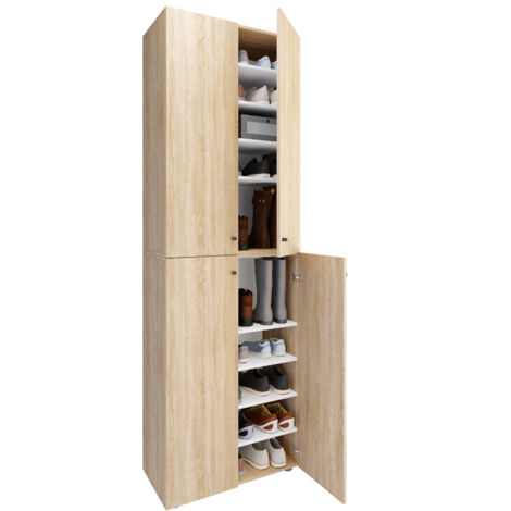 VCM XL Legno Grande Armadio Scarpa Scaffale Grande Stivali Mobili Da Pavimento Lona 10 Scomparti Porte Rotanti Sonoma Rovere 84681198