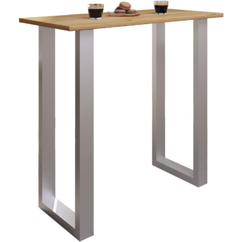 Tavolo da bar VCM  Tresen  Tavolo in stand  Tavolo alto  Tavolo bar barba - Xona 110x50 cm (argento / quercia al miele)