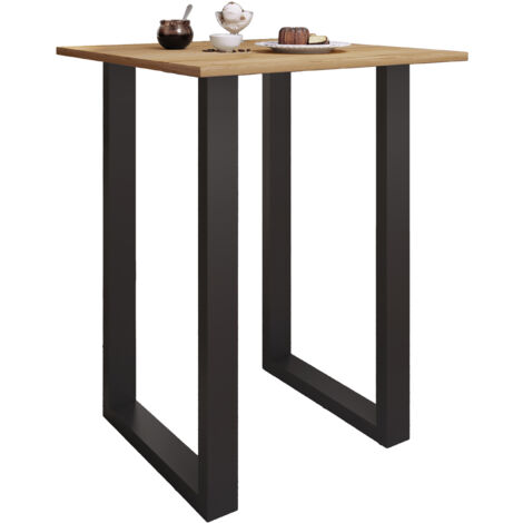 Tavolo da bar VCM Tresen Tavolo in stand Tavolo alto Tavolo da scrivania barba - Xona 80x80 cm (Nero / Rovere al Miele)