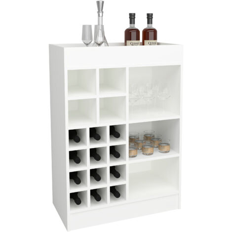 Armadietto Portavino CREATIVE COOPER Con Scaffale E Lettino | LED RGB Integrato | Stile Retrò In Legno Di Ontano Wenge | 80x50 Cm Per 20-30 Bottiglie - 3