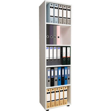 Supporto in legno VCM  File Cabinet salvaspazio  Dimensioni ca. A. 178 x L. 49 x T. 32 cm  Mensola elegante  Ripiano ufficio – Ulas 5f (bianco)
