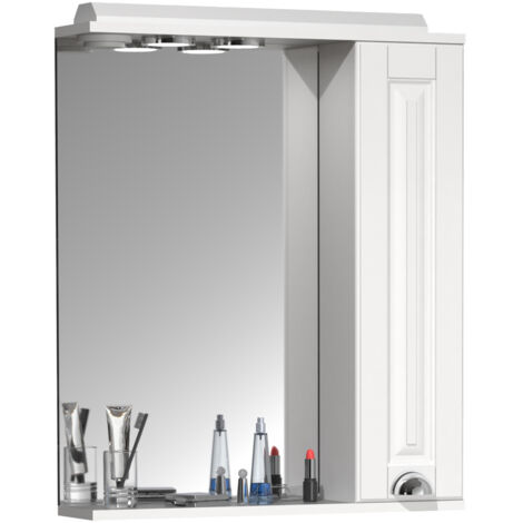 Armadio bagno VCM senza tempo Dimensioni ca. A. 71 x L. 60 x P. 14 cm spazio di archiviazione sufficiente Mobile specchio in stile country - Casalo L (bianco)