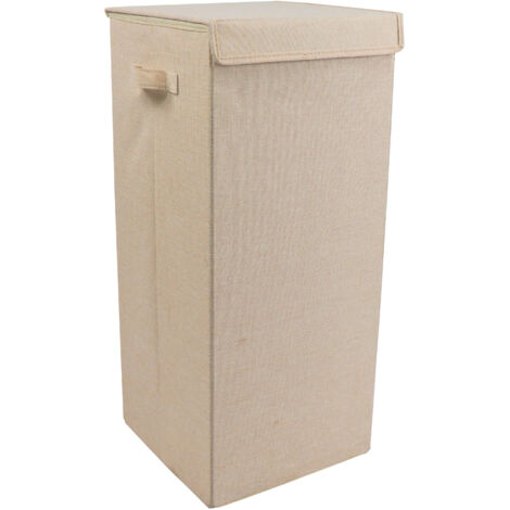 VCM Cesto di lavanderia  Scatola Lavanderia in tessuto  Resto abiti  Dimensioni ca. A. 70 x L. 30 x P. 30 cm  Scatola in tessuto con coperchio - Dreso L (crema)