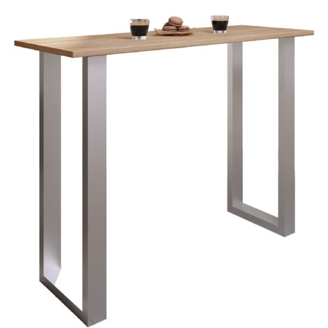 Tavolo da bar VCM  Tresen  Tavolo in stand  Tavolo alto  Tavolo da scrivania barba - Xona 140x50 cm (Argento / Rovere Sonoma)
