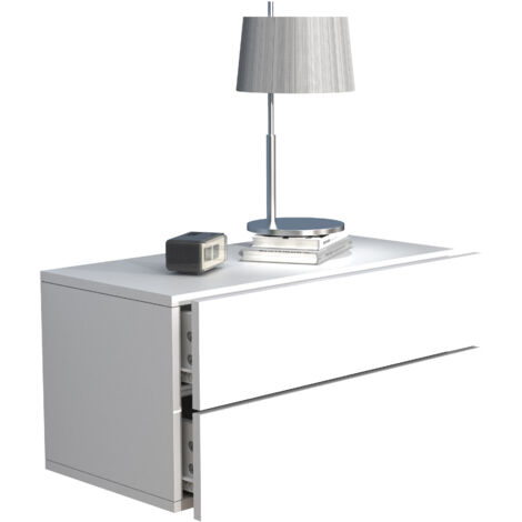 VCM Armadio notturno Cassetto da parete Parete Comodino Dimensioni ca. A. 30 x L. 60 x P. 32 cm - Usal L 60 cm (Bianco)