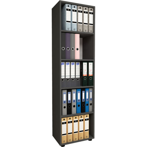 Supporto in legno VCM  File Cabinet salvaspazio  Dimensioni ca. A. 178 x L. 49 x T. 32 cm  Mensola elegante  Mensola ufficio – Ulas 5f (Antracite)