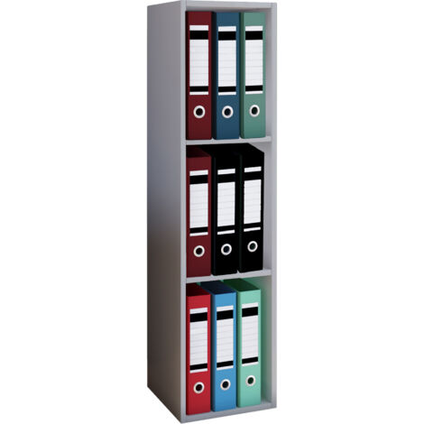 Supporto in legno VCM Armadio salvaspazio Dimensioni: A. 107 x L. 34 x P. 30 cm Elegante Ripiano in stand Scaffale ufficio – Offas 3 Vassoio (Grigio)
