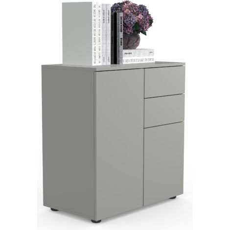 Cassettiera in legno VCM  Bordo con 2 ante girevoli e due cassetti  Dimensioni A. 77 x L. 70 x T. 39cm - Dalosa (Grigio)
