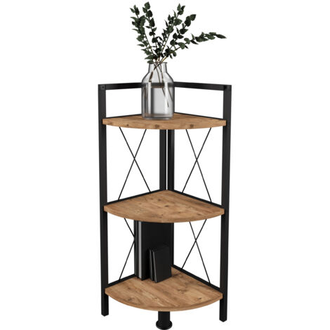 VCM Wood Metallo Corner Shelf Storage Stand Scaffale Libreria Decorazione Libri Stand Scaffale Insasi 2 (Rovere di Miele)
