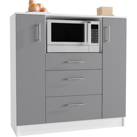 Armadio da cucina VCM  Dimensioni ca. A. 110 x L. 109 x T. 40 cm  Armadio a microonde con tre cassetti  Armadio inferiore semplice  Mobili da cucina - Esilo (Bianco / Antracite)