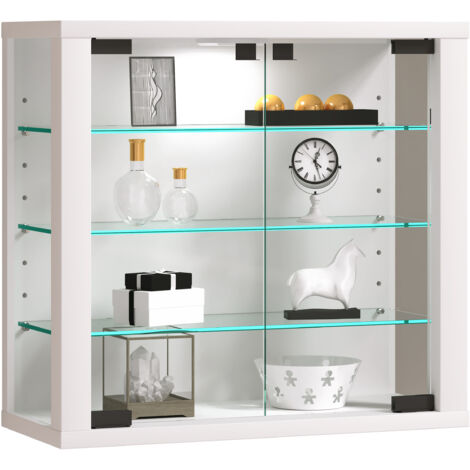 Vetrina in vetro VCM sospesa Vetrina vetrina con vetro di sicurezza ESG Dimensioni: A. 40 x L. 43 x T. 18 cm Vetrina appesa vetro Moderno e salvaspazio Vetrina in vetro - Vitrosa S (Bianco)