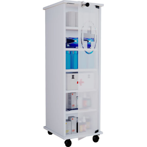 VCM Armadio Porta Medicinali A Muro Con Serratura - 5 Ripiani Variabili, 92x31x18 Cm, Rovere Sonoma - 4