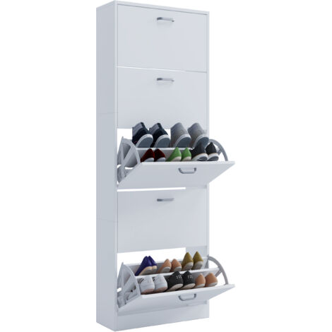 armadio scarpa in legno VCM Dimensioni: A. 170 x L. 59 x P. 22 cm 5 flap - Sipos XL (Bianco)