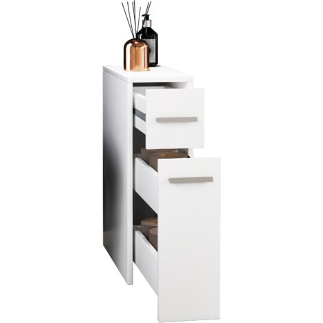 VCM Legno Midischrank Armadio nicchia Dimensioni: A. 61 x L. 20 x P. 45 cm Divisore stanza 2 cassetti - Zalo (Bianco)