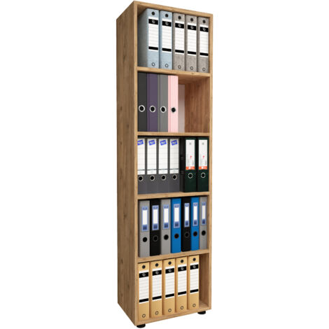 Supporto in legno VCM  File Cabinet salvaspazio  Dimensioni ca. A. 178 x L. 49 x T. 32 cm  Mensola elegante  Scaffale ufficio – Ulas 5f (quercia al miele)