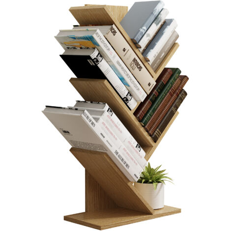 Libreria Girevole 360° A Torre - Scaffale Rotante In Legno Di Pino Con 4 Ripiani Espositori - Organizer Da Pavimento Per Libri, Piante E Decorazioni - 46 Cm Di Diametro - 2