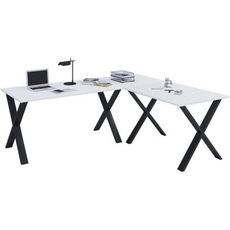Scrivania in legno VCM VCM Scrivania ad angolo in piano 190x190 Forma L Sinistra o Destra Pannello tavolo da lavoro 50 cm di profondità Mobili per ufficio da tavolo per computer - Lona X (nero / b