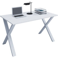 Scrivania in legno VCM A. 76 x L. 110 x P. 80 cm Tavolino per computer stand in metallo di alta qualità Tavolo da lavoro Mobili per ufficio - Lona X (Bianco / Bianco)