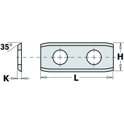 790.201.00 COLTELLO REVERS. A BOTTE (2/35°) 20x12x1.5mm 1-FORO HW-K1920