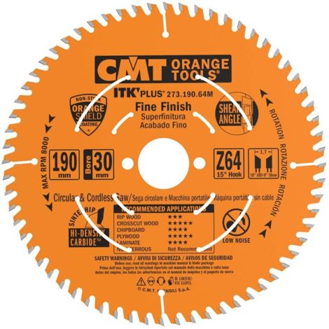 CMT 273.190.64M Lama Circolare Itk-Plus per Taglio di Precisione, Arancio