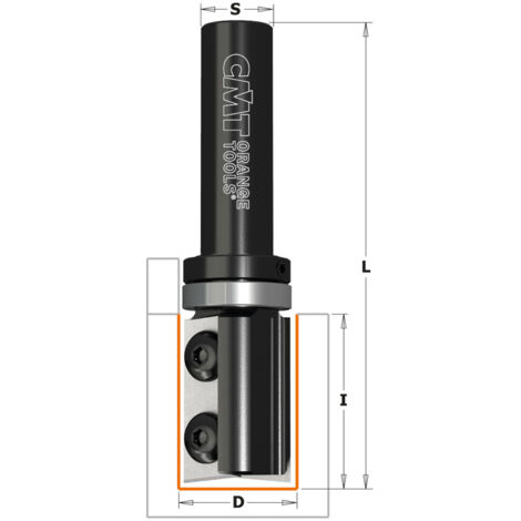 CMT – Fraise P.A.J. DR Z2 S=12 D=19x48.3 – Pour fraisage et rainurage sur bois dur – Angle d'affûtage 3° – Roulement de guide inclus