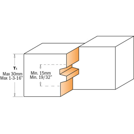 CMT – Fraise à joints parallèles 44,4mm – Largeur 32mm – Longueur 70mm – Section 12mm – Pour assemblages précis et robustes