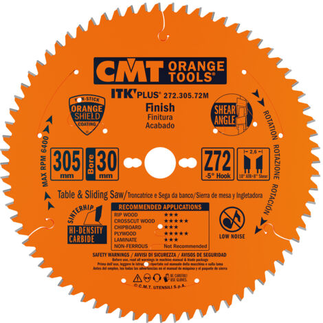 CMT – Lame circulaire 305mm pour bois tendre et dur – 72 dents – Acier haute qualité – Coupe précise à grande vitesse