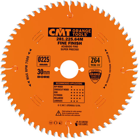 281.225.64M LAME À DENTS TRAPÉZOÏDALES HW 225x2,6/1,8x30 Z64 TCG 4pos