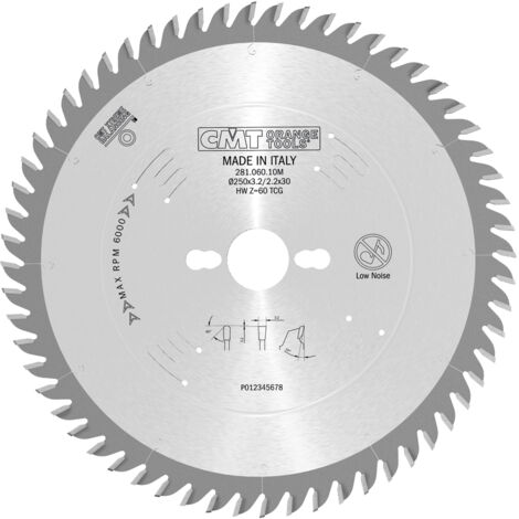 281.060.10M LAME À DENTS DE COUTEAU HW 250x3,2/2,2x30 Z60 TCG 10pos