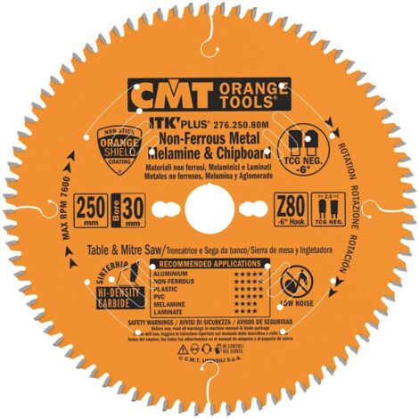 276.250.80M LAME CIRCULAIRE POUR ALUMINIUM HW 250X2.6/1.8X30 Z80 TCG NEG (1/5)