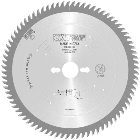 281.080.10M LAME À DENTS DE COUTEAU HW 250x3.2/2.2x30 Z80 TCG 10pos