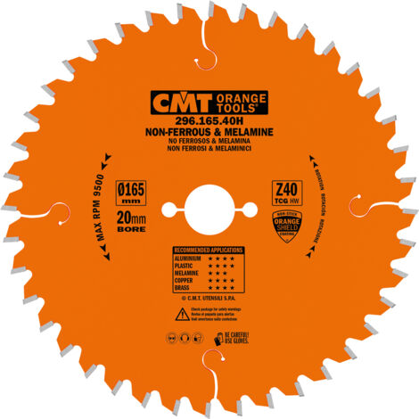 296.165.40H LAME POUR PLASTIQUE NON FERREUX HW 165X2.2/1.6X20 Z40 TCG -6°NEG