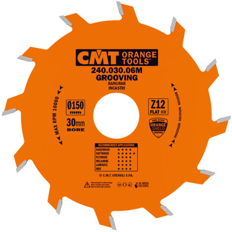 CMT – Lame circulaire à rainurer 150mm – Pour bois tendre et dur, contreplaqué, MDF – Z=12 – Coupe nette sans éclat