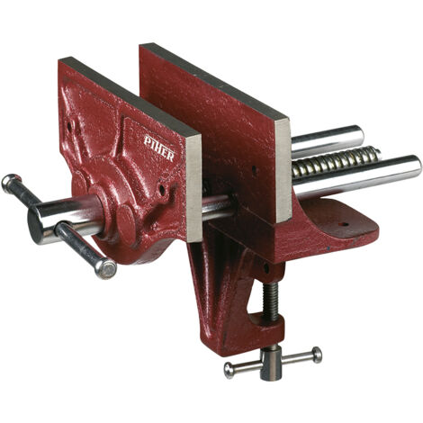 Piher – Etau mobile d'établi pour menuisier – Fonte nodulaire – Mâchoires avec angle de compensation – Double guides en acier – Fixation sous table jusqu'à 52mm