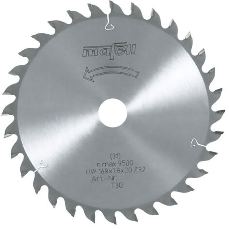 Mafell – Lame de scie circulaire 168mm pour bois dur – Denture alternée 16 dents – Alésage 20mm – 92476