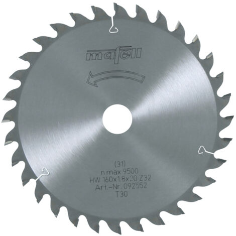Mafell – Lame de scie circulaire 160mm 32 dents alternées pour bois dur – Alésage 20mm – Épaisseur 1,8mm – 92552