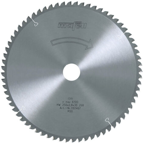 Lame de scie au carbure MAFELL 68 dents denture creuse trapèze 250x2.8 / 2.8x30 mm - 092467 (1/2)